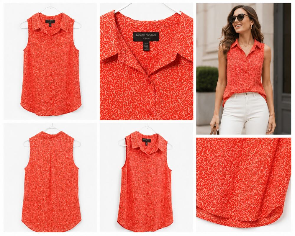 Banana Republic Classic Fit Sleeveless Button Front Blouse